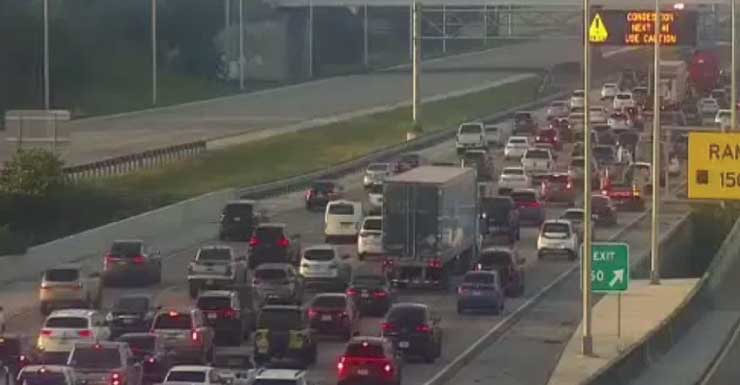Accidente bloquea 5 carriles derechos en la I-95 norte cerca de Congress Avenue en Delray Beach