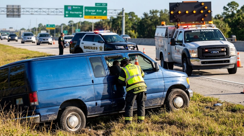 Accidente bloquea el carril derecho de la I-95 Norte en el condado de St. Lucie cerca de la salida 131