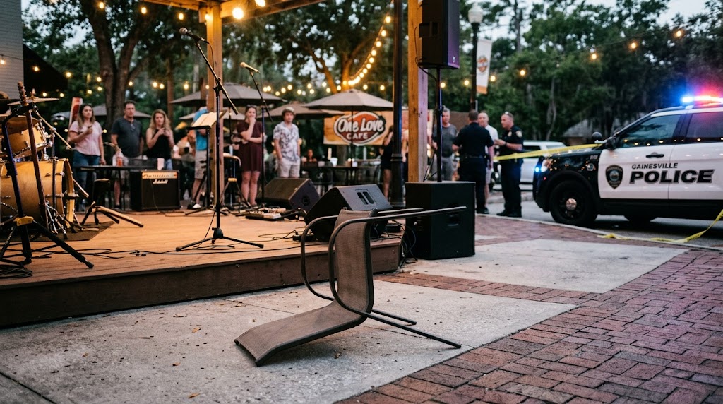 Hombre de Gainesville arrestado tras lanzar una silla contra una banda durante una presentación, según la policía