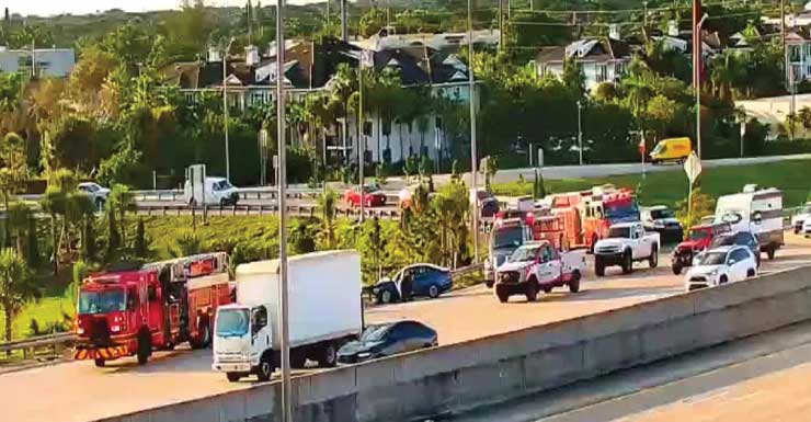 Tráfico afectado después de un accidente grave en la rampa de la I-95 en dirección sur cerca de la salida 52; tres carriles cerrados