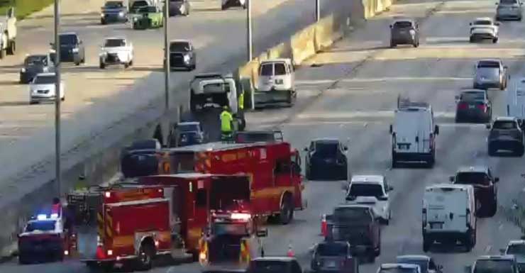 Accidente bloquea dos carriles izquierdos de la I-95 Norte cerca de 45th Street, en West Palm Beach