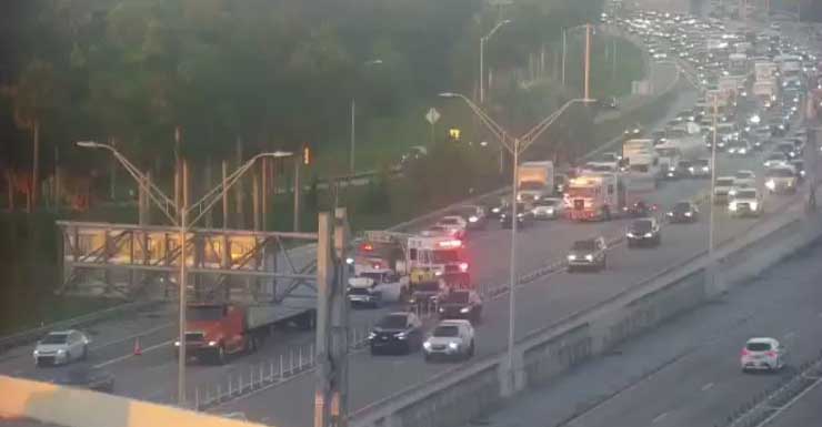 Accidente bloquea los tres carriles izquierdos de la I-95 en dirección norte, cerca de Yamato Road, en el condado de Palm Beach