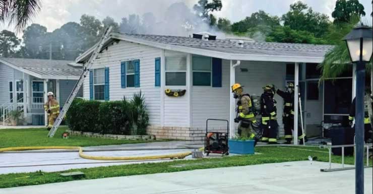 Bomberos controlan incendio en una casa móvil en Stuart; rescatan a un gato