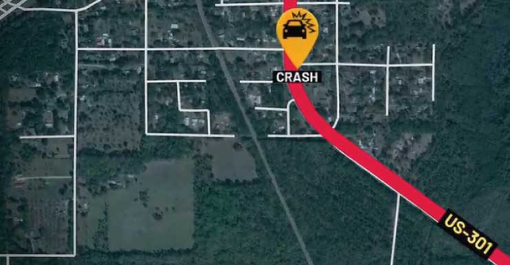 Vía reabierta tras accidente de tránsito que provocó el cierre de la U.S. 301 en Waldo